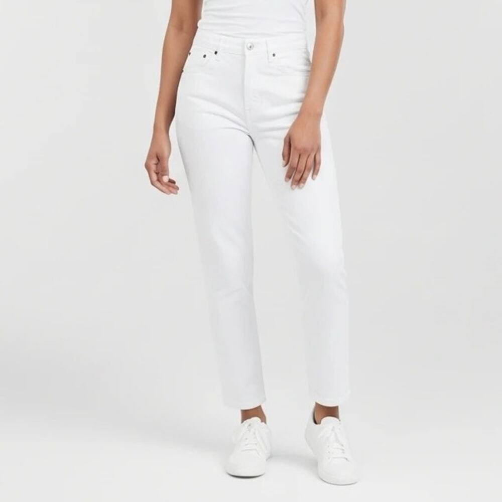 ZARA White Mom Jeans High Rise Tapered Denim Womens Size 6 EUR 38 100% Cotton